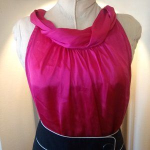 Pink Sleeveless Silky Satiny Blouse